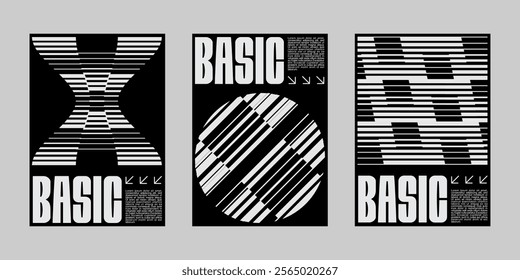 Minimal brutalism Poster Set, Cover Collection Template. Print Template for Flyer and Brochure. Streetwear Brutalism Poster Bundle. Event Template Vector.