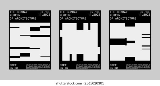 Minimal brutalism Poster Set, Cover Collection Template. Print Template for Flyer and Brochure. Streetwear Brutalism Poster Bundle. Event Template Vector.