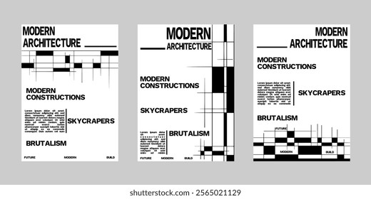 Minimal brutalism Poster Set, Cover Collection Template. Print Template for Flyer and Brochure. Streetwear Brutalism Poster Bundle. Event Template Vector.