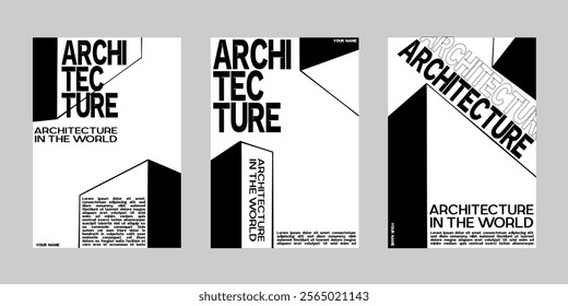 Minimal brutalism Poster Set, Cover Collection Template. Print Template for Flyer and Brochure. Streetwear Brutalism Poster Bundle. Event Template Vector.