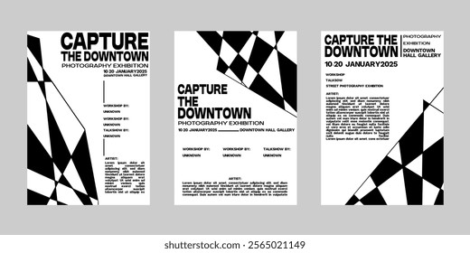 Minimal brutalism Poster Set, Cover Collection Template. Print Template for Flyer and Brochure. Streetwear Brutalism Poster Bundle. Event Template Vector.