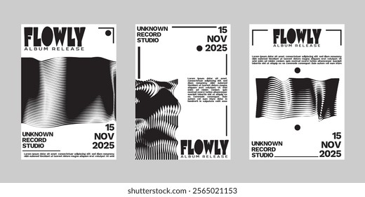 Minimal brutalism Poster Set, Cover Collection Template. Print Template for Flyer and Brochure. Streetwear Brutalism Poster Bundle. Event Template Vector.