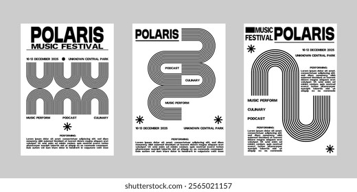 Minimal brutalism Poster Set, Cover Collection Template. Print Template for Flyer and Brochure. Streetwear Brutalism Poster Bundle. Event Template Vector.