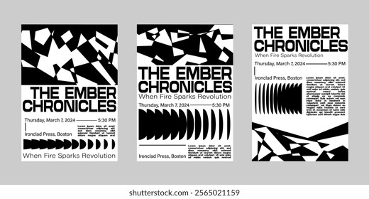 Minimal brutalism Poster Set, Cover Collection Template. Print Template for Flyer and Brochure. Streetwear Brutalism Poster Bundle. Event Template Vector.