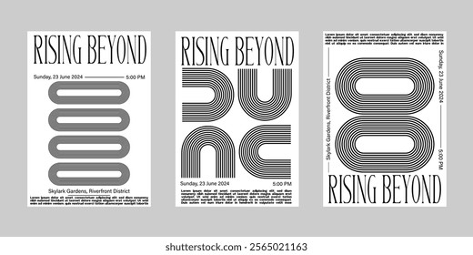 Minimal brutalism Poster Set, Cover Collection Template. Print Template for Flyer and Brochure. Streetwear Brutalism Poster Bundle. Event Template Vector.