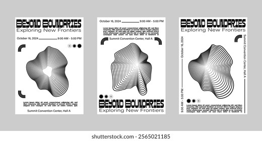 Minimal brutalism Poster Set, Cover Collection Template. Print Template for Flyer and Brochure. Streetwear Brutalism Poster Bundle. Event Template Vector.