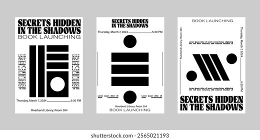 Minimal brutalism Poster Set, Cover Collection Template. Print Template for Flyer and Brochure. Streetwear Brutalism Poster Bundle. Event Template Vector.