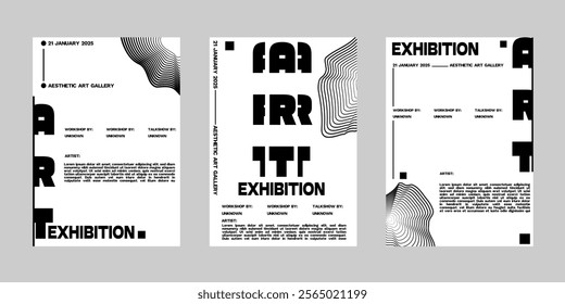 Minimal brutalism Poster Set, Cover Collection Template. Print Template for Flyer and Brochure. Streetwear Brutalism Poster Bundle. Event Template Vector.