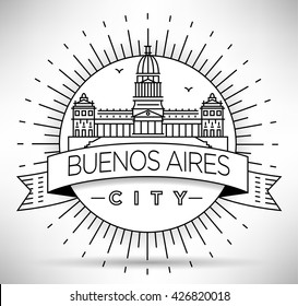 Minimal Buenos Aires City Linear Skyline with Typographic Design