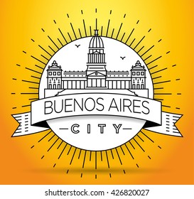 Minimal Buenos Aires City Linear Skyline with Typographic Design