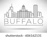 Minimal Buffalo Linear City Skyline with Typographic Design