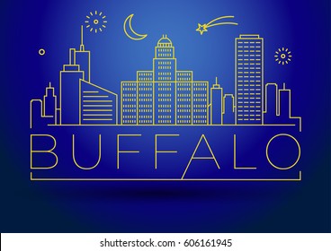 Minimal Buffalo Linear City Skyline with Typographic Design