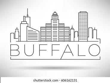 Minimal Buffalo Linear City Skyline with Typographic Design