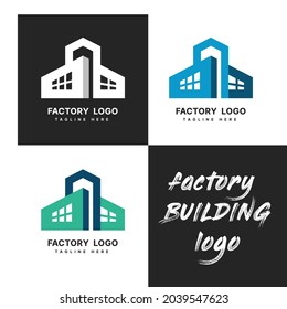 Minimal building logo, vector, factory building logo.