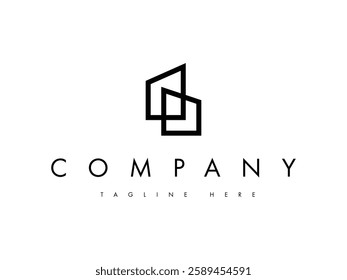 minimal building office architect real estate line logo design