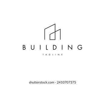 minimal building office line logo design