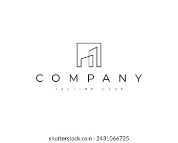 minimal building office line logo design
