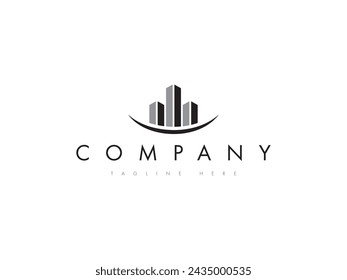 minimal building office line logo design
