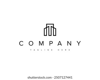 minimal building office line logo design