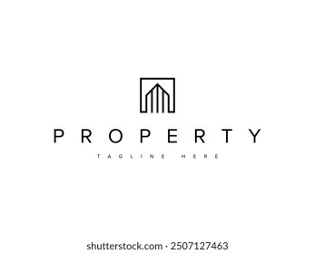 minimal building office line logo design