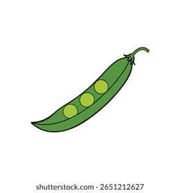 Encaixe mínimo de ervilhas verdes em estilo vagem fresca Ilustração vetorial
