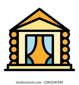 Minimal bungalow icon outline vector. Cabin resort. Tropical villa color flat