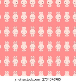 Padrão sem emenda mínimo de coelho, coelhos kawaii fofos no fundo rosa macio, amostra disponível no painel de amostras, repetição de animal pastel simples para decoração de berçário e produtos para crianças