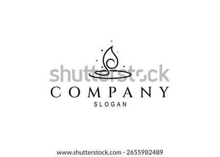 Minimal burning candle wick logo vector