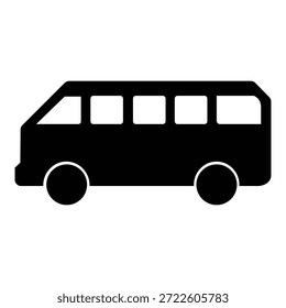 Minimal bus icon representing public transportation city travel and passenger transit service