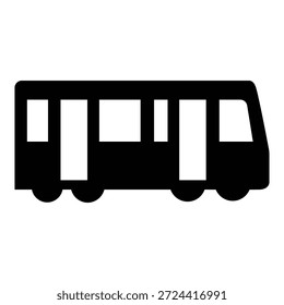 Icono de autobús mínimo que representa el transporte público, los viajes por la ciudad y el servicio de tránsito de pasajeros