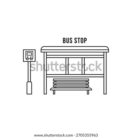 Minimal bus stop icon in line art style. Editable vector illustration of public transport symbol, ideal for transit apps, city maps, or transportation websites.