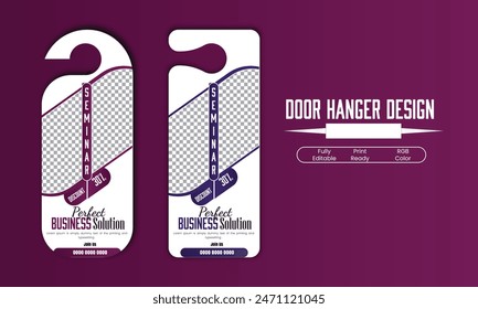 Minimal business advertising door hanger design vector template fully editable and print ready	
