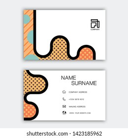 Minimal business card design. With inspiration from abstract. Colorful on gray background illustration. 