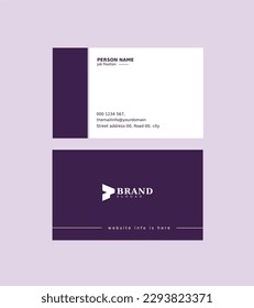 Diseño mínimo de tarjetas de visita para uso profesional y corporativo en color blanco y violeta