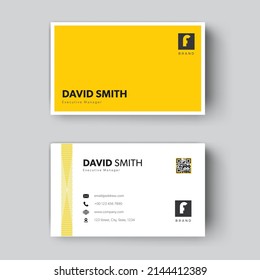 Minimal business card design template in yellow and white colour 