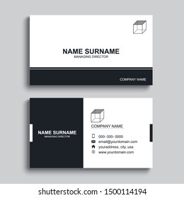 Minimal business card print template design. Black color and simple clean layout.