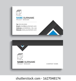 Minimal business card print template design. Black color and simple clean layout.