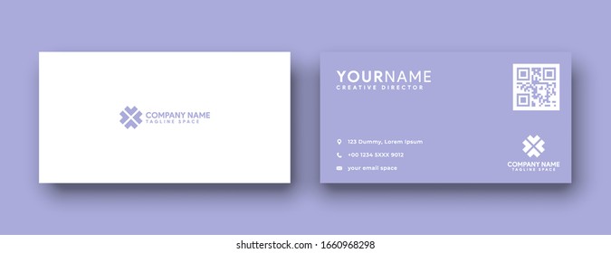 Minimal business card print template design. lavender purple color and simple clean layout.