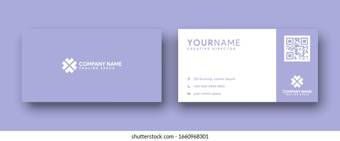 Minimal business card print template design. lavender purple color and simple clean layout.