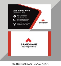 Minimal business card print template design. Black and red color