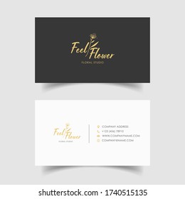 Minimal business card template, floral wedding design.