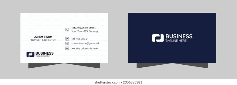 Minimal business card template in pattern background. Simple business card design. Corporate professional visiting card layout. Modern calling card for company or office.
