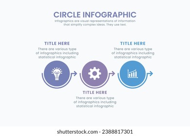 Plantilla mínima de diseño infográfico de círculo de negocios para el diagrama de ciclo. presentación y gráfico redondo. Concepto de negocio con 3 etapas. Ilustración vectorial plana moderna para la visualización de datos.