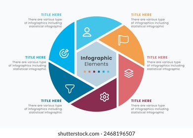 Minimal business circle infographic design template for cycling diagram. presentation and round chart. Business concept with 6 stages. Modern flat vector illustration for data visualization.