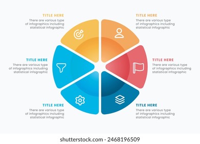 Minimal business circle infographic design template for cycling diagram. presentation and round chart. Business concept with 6 stages. Modern flat vector illustration for data visualization.