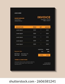 Minimal Business Form Template Vector for Invoice and Receipts, Business Invoice template. Modern business invoice template design bundle. Corporate invoice template set, receipt tax or bill vector