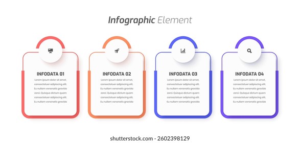 Minimal Business Infographic Design with Rectangle Label Icon and 4 Options for Presentation	
