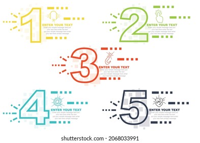 Minimal business infographic template with number 5 options or steps colored version eight