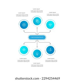 Minimal business infographic template. Timeline with 6 step circle concept. Vector illustration suitable for presentation business.