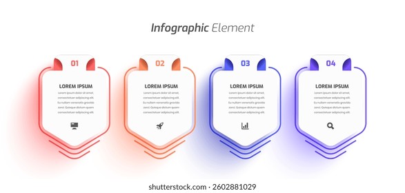 Minimal Business Infographic with Thin Line, Abstract Design, Icon and 4 Numbers for Presentation	